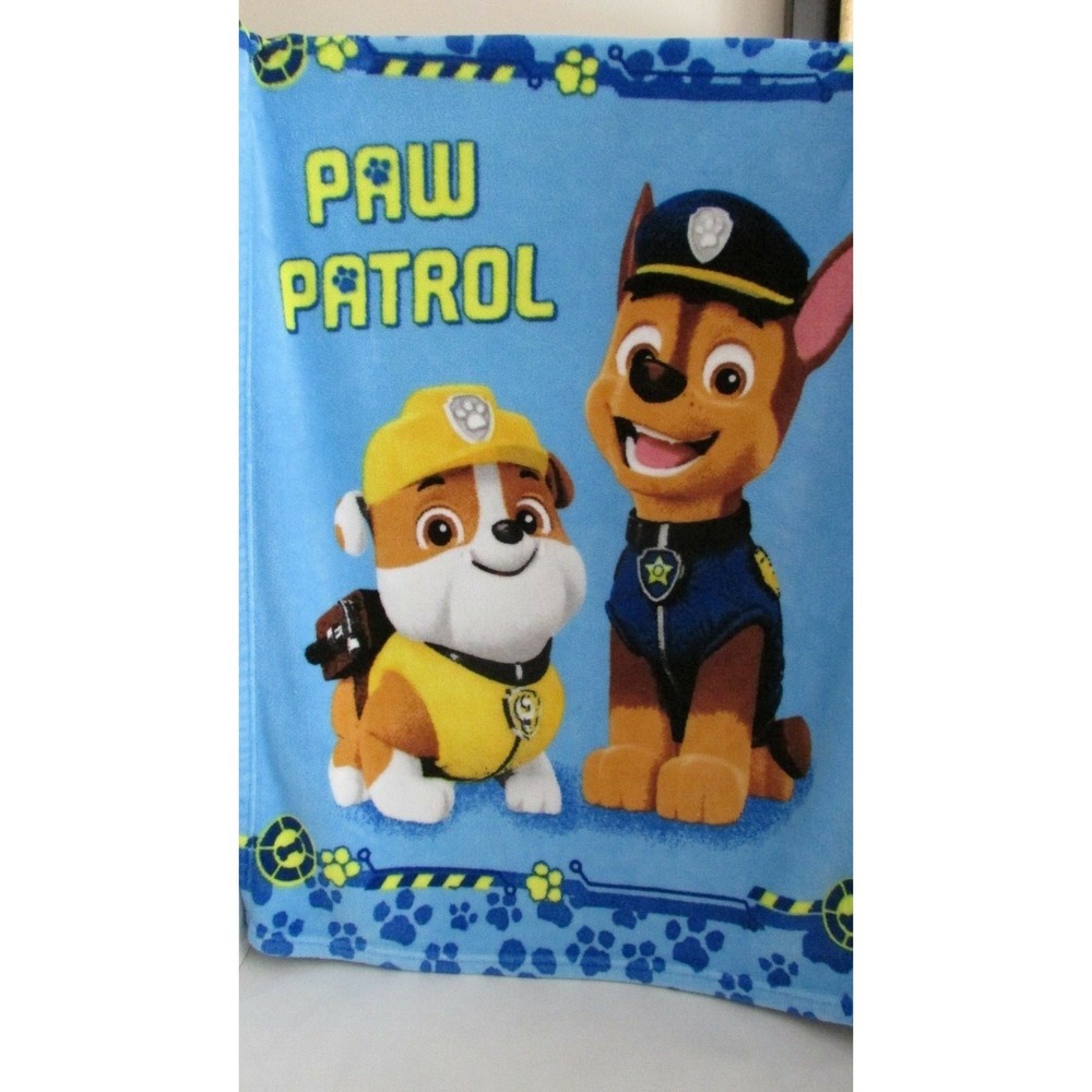 Paw Patrol child or toddler baby‎ blanket Chase Rubble pawprints  30x40